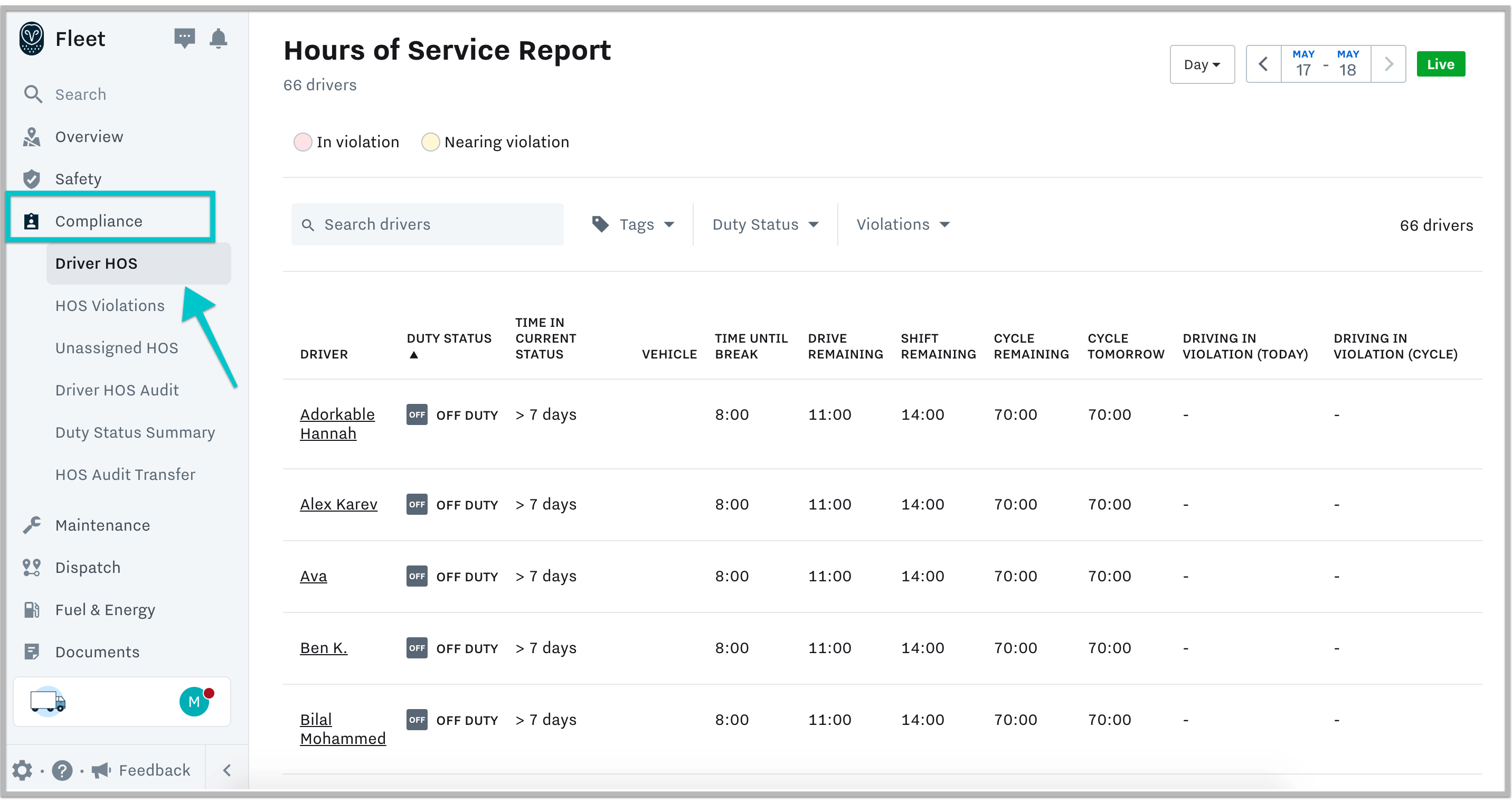 Driver's Daily Log Book w/Detailed DVIR, 70-Hour/8-Day Recap - Stock