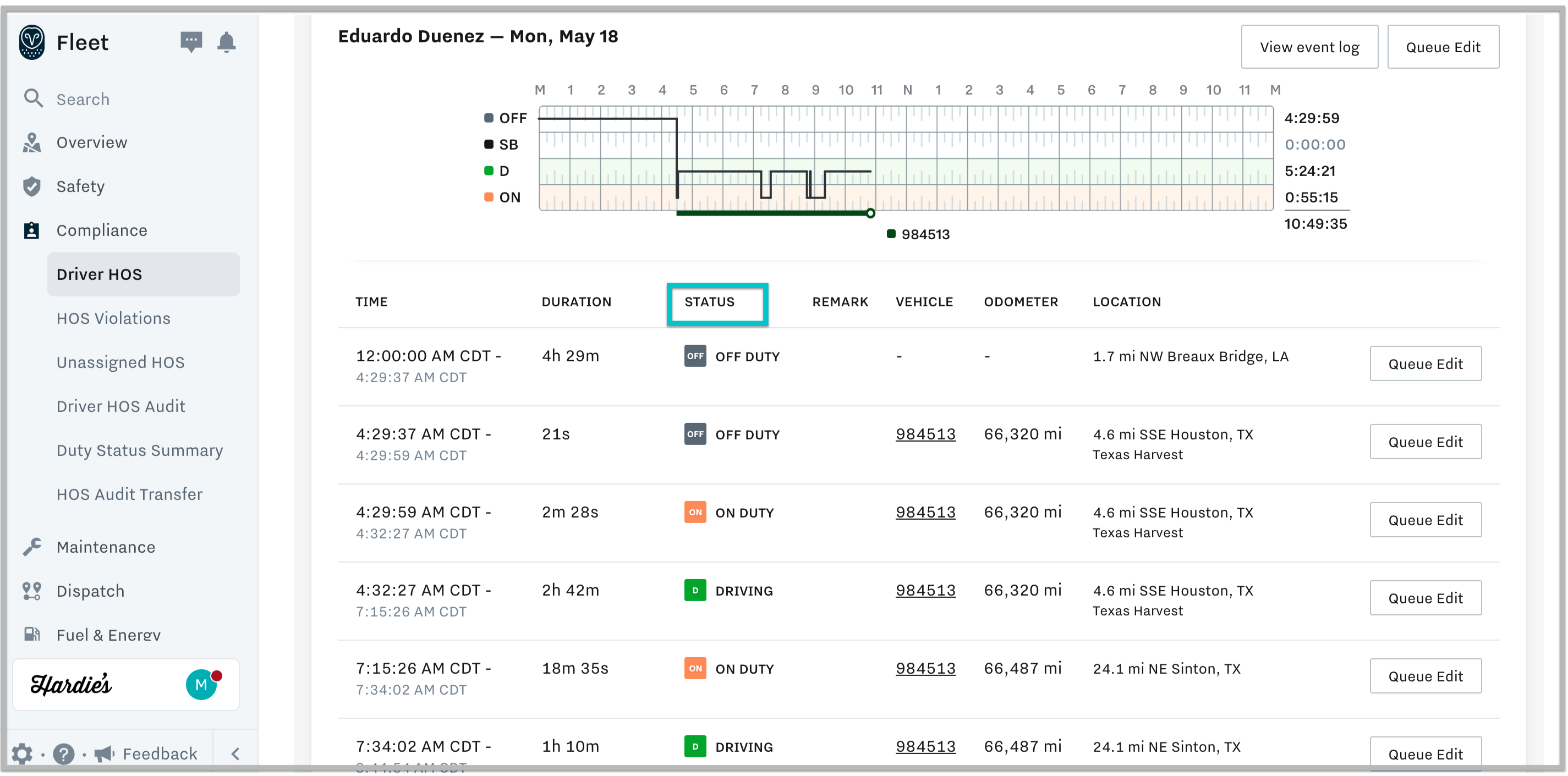 HOS Driver Log Auditing