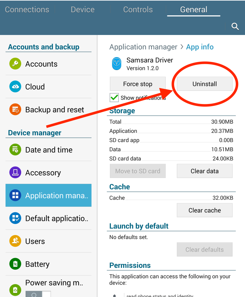 Reinstalando el App Samsara Driver Soporte Técnico de